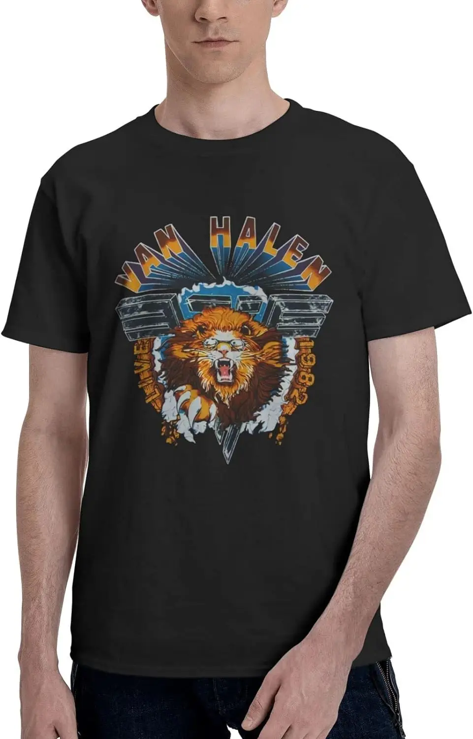 

Tee New Dads Short Sleeve Crew Neck Cool Tops for Van.1986 Halen