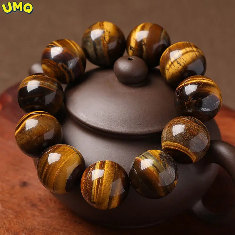 

Pure Natural Tiger Eyes Stone Luck bracelet for Men and Women Mahjong Wealth Transfer Buddha Beads Jewelry Healing