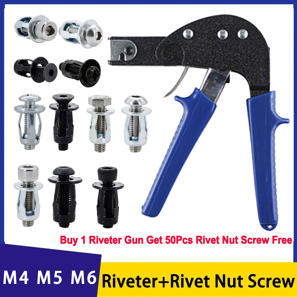 M4 M5 M6 Riveter Gun Rivets Tool With Jack Nuts Kit Petal Shape Metal Rivnut Panel Clamp Lock Expansion Nuts Screw Bolt Nutsert