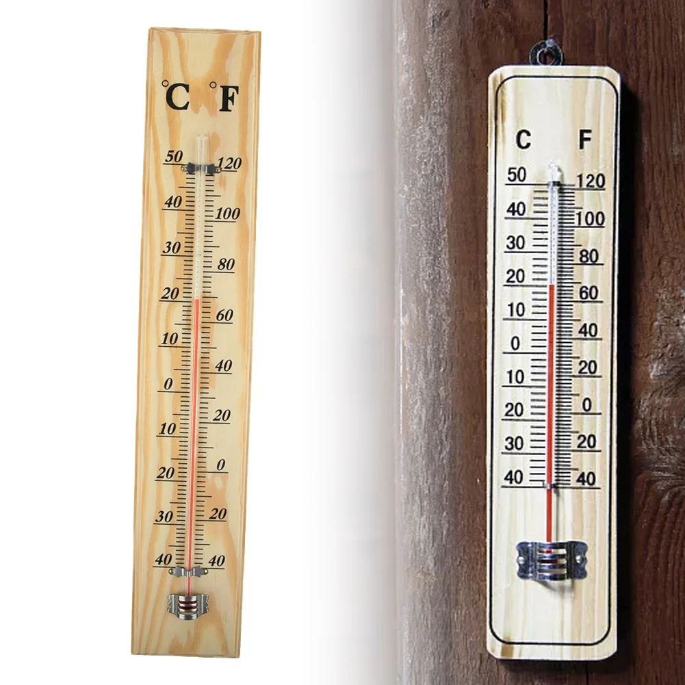 

Tool Wooden Thermometer Outdoor Wooden 40cm X 7cm X 1cm Home Pine + Red Kerosene Thermometer Durable Exquisite