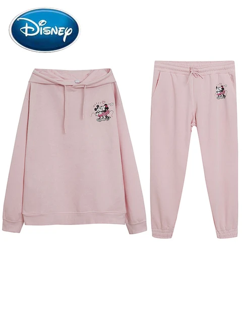 Disney Sweet Pink Minnie Mickey Mouse Love Cartoon Print Women Long Sleeve  Fleece Jumper Sweatshirt Tops Pants Trousers 1 Sets - Pant Sets - AliExpress