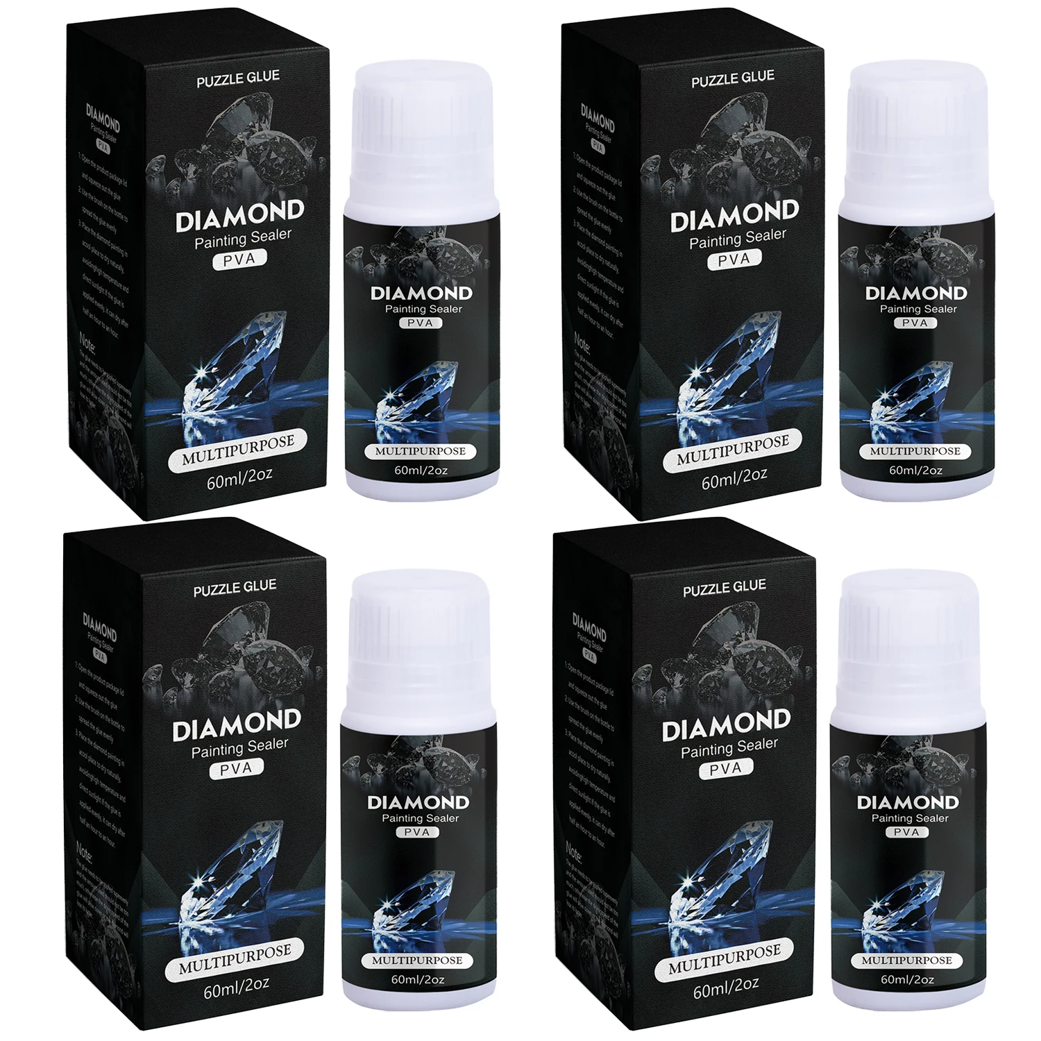 Diamond Painting Sealer 60ML with Sponge Head 5D Diamond Painting Glue and Jigsaw Puzzle Glue for Permanent Hold & Shine Effect
