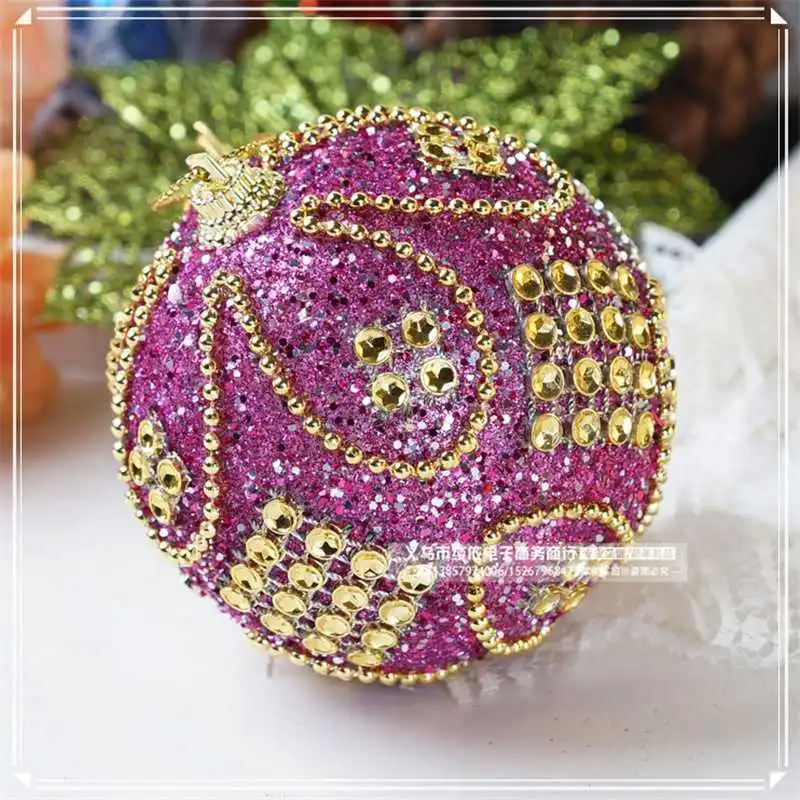 

Foam Christmas Ball 8cm 16G High-End Luxury Hanging Decorations Rhinestone Bead Necklace