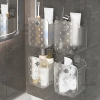 Clear Bathroom Wall Mounted Storage Box Plastic Wall Mount Organizer Storage Box Container Bin Bathroom Phone Holder Basket 1
