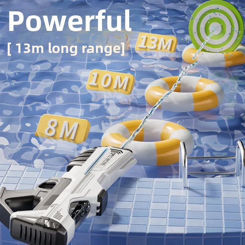 전기 및 수동 2in1 물총 장난감 LED 강력한 자동 물 흡수 물 권총 블래스터 풀 어린이를위한 야외 장난감