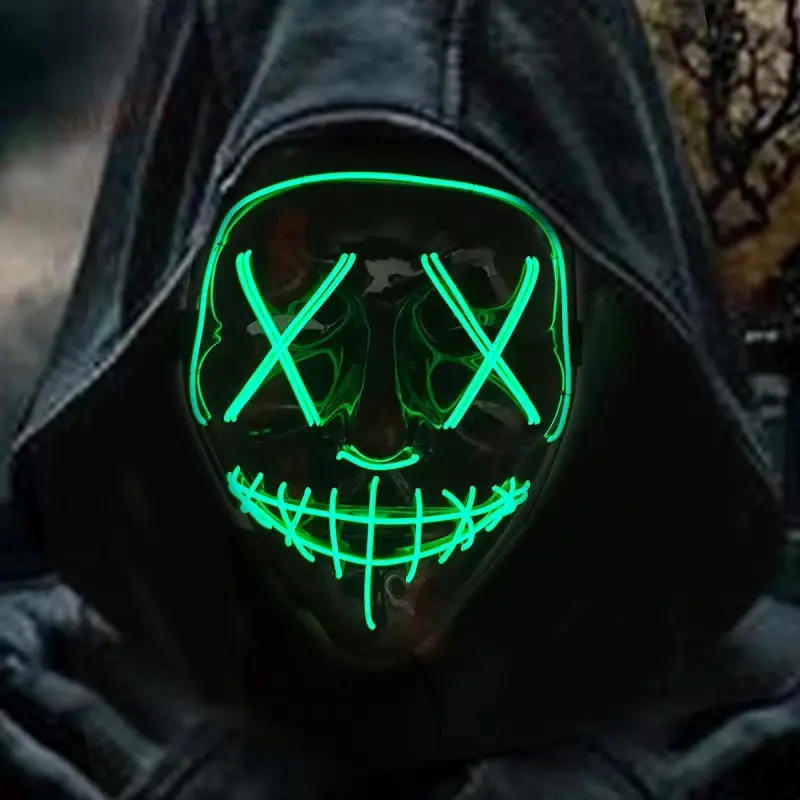 1 Pcs Neon Light Led Bright Toy Mask Black V-shaped Luminous Mask Glowing Shining Toy
