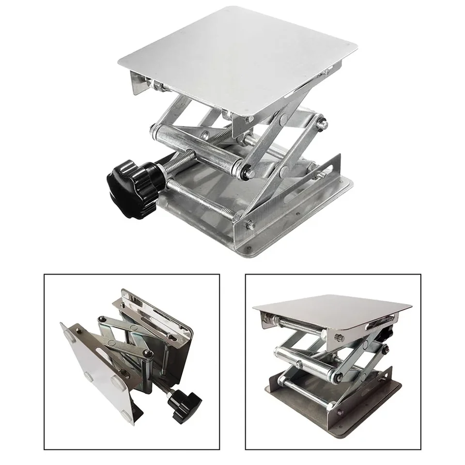 Piattaforma Elevatrice A Forbice In Acciaio 200x200 Mm | Regolazione In Altezza Da 75 A 285 Mm Per Laboratorio E Incisione