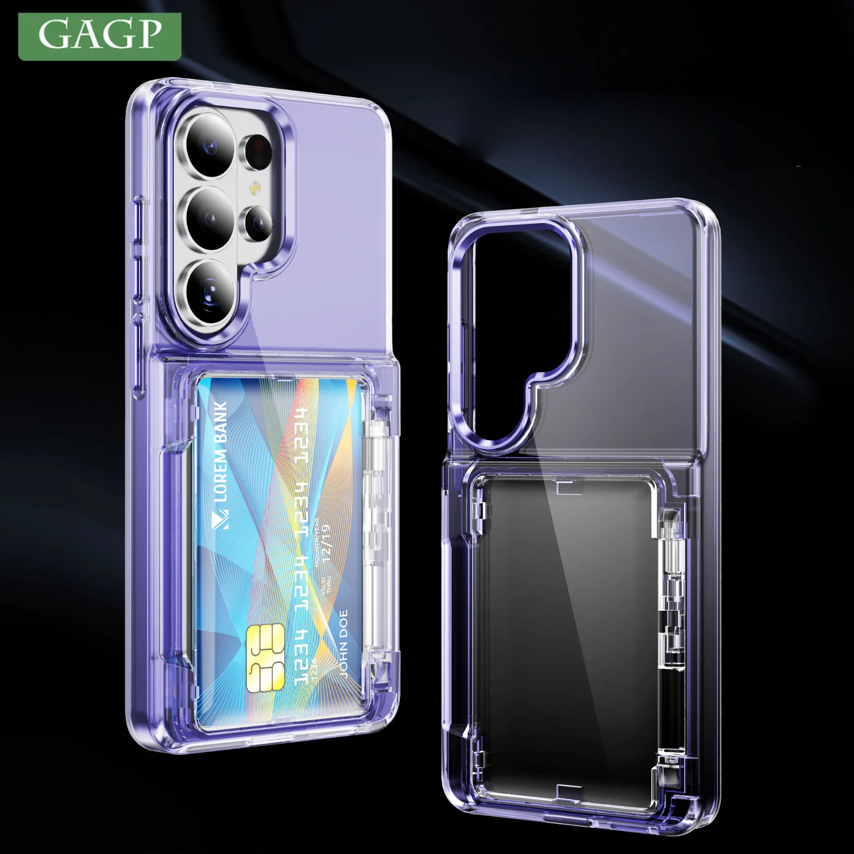 Transparent Folding Card Holder Wallet Stand Shockproof Acrylic Case