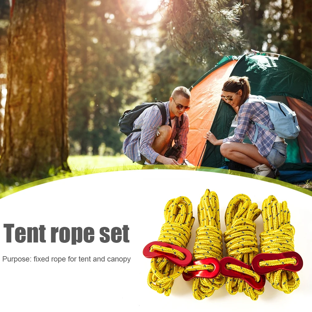 Outdoor Tent Ropes 4pcs Wind Rope Cord Tensioner