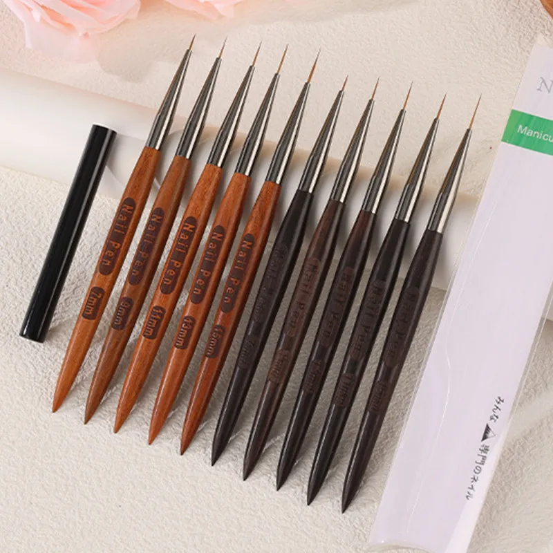 1PC Round Wood Handle Art Liner DIY Painting Brush Drawing Lines Stripe Flower Painting Pen UV Gel Brush Tools 6
