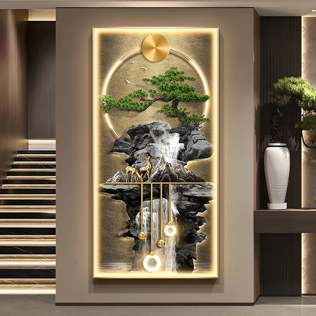 โคมไฟติดผนัง LED โมเดิร์นคริสตัล Porcelain สําหรับทางเดินพืชสีเขียวห้องนั่งเล่นในร่มตกแต่งบ้านแขวนภาพวาดภาพจิตรกรรมฝาผนัง 1