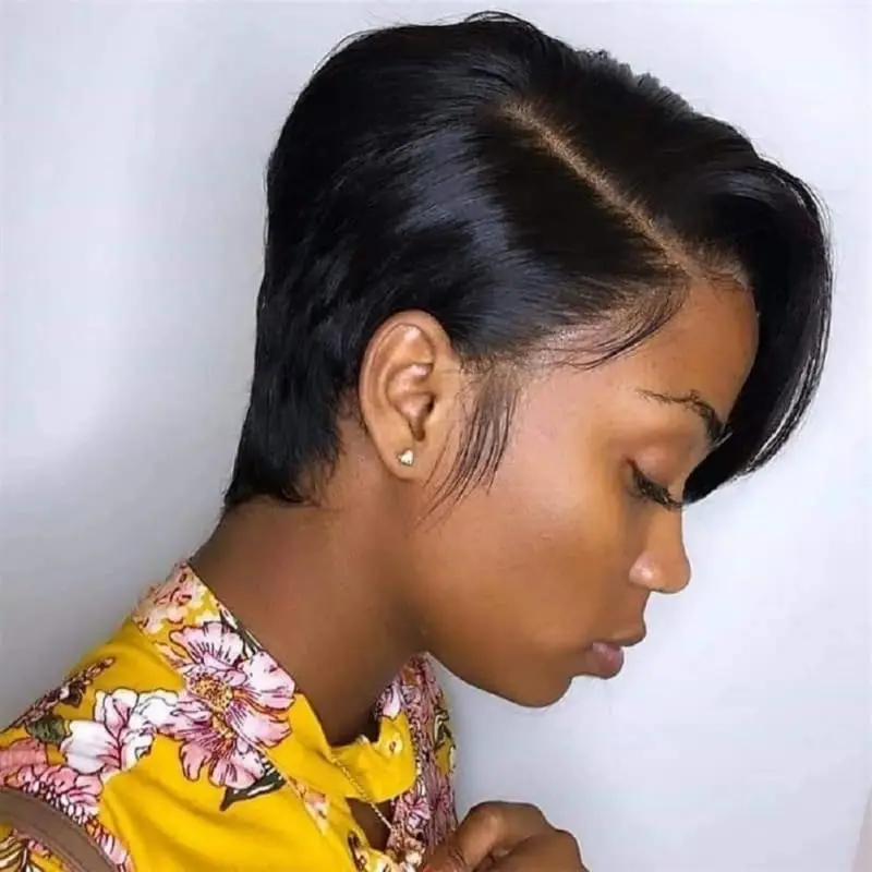 Black Pixie Cut Wigs for Black Women 13x4x1 T Lace Front Human Hair PrePlucked with Bady Hair Short Bob Wig Transparent Wig