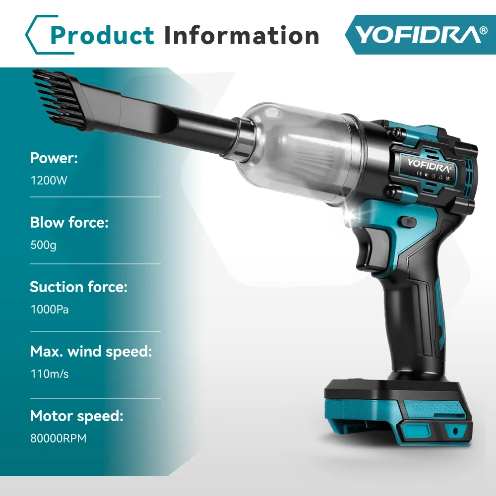 1200W 2IN1 Brushless Electric Air Blower & Suction Cordless Turbo Fan Leaf Snow Dust Cleaner for Makita Battery Pin