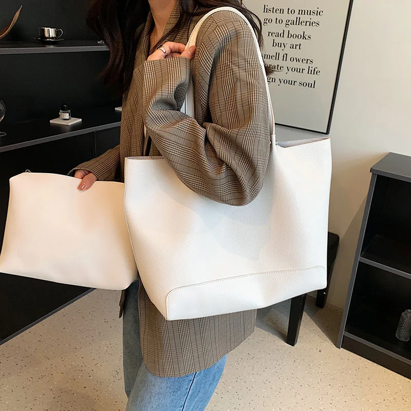 Women PU Leather Handbags Fashion Big Capacity Tote Bags Retro Designer  Double Strap Shoulder Bag Female Shopper sac Mujer Bolsa