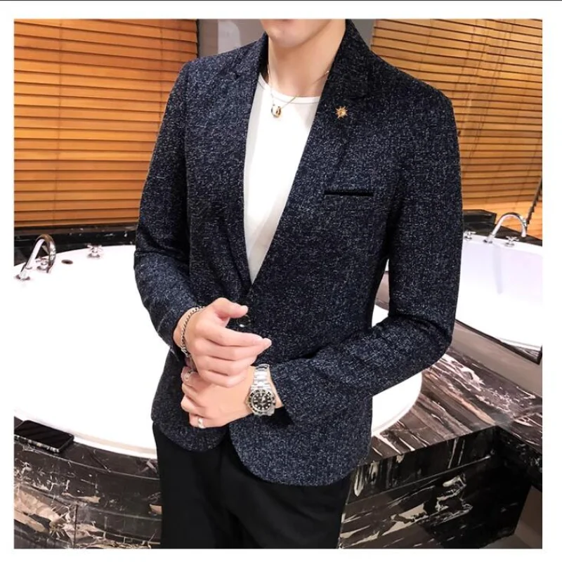 Men's Retro Casual Suit Jacket Blazers Business Formal Linen Suit Jacket High-quality Club Dress Formal Plus Size 4XL-M