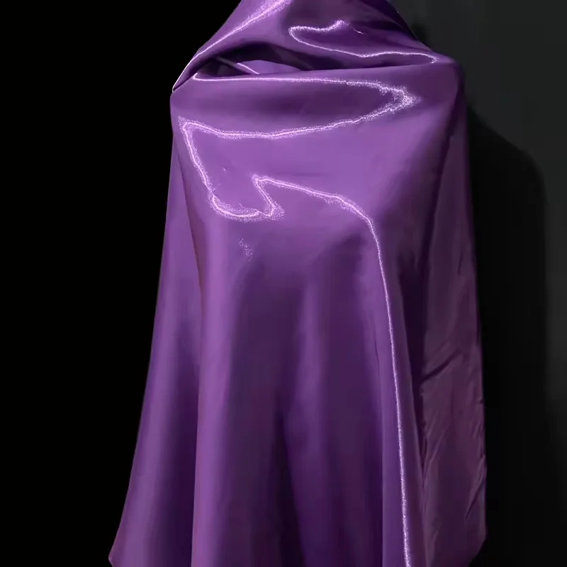 Blue Luxury Glossy Metallic Reflective Satin Fabric for Fashion and Formal Wear