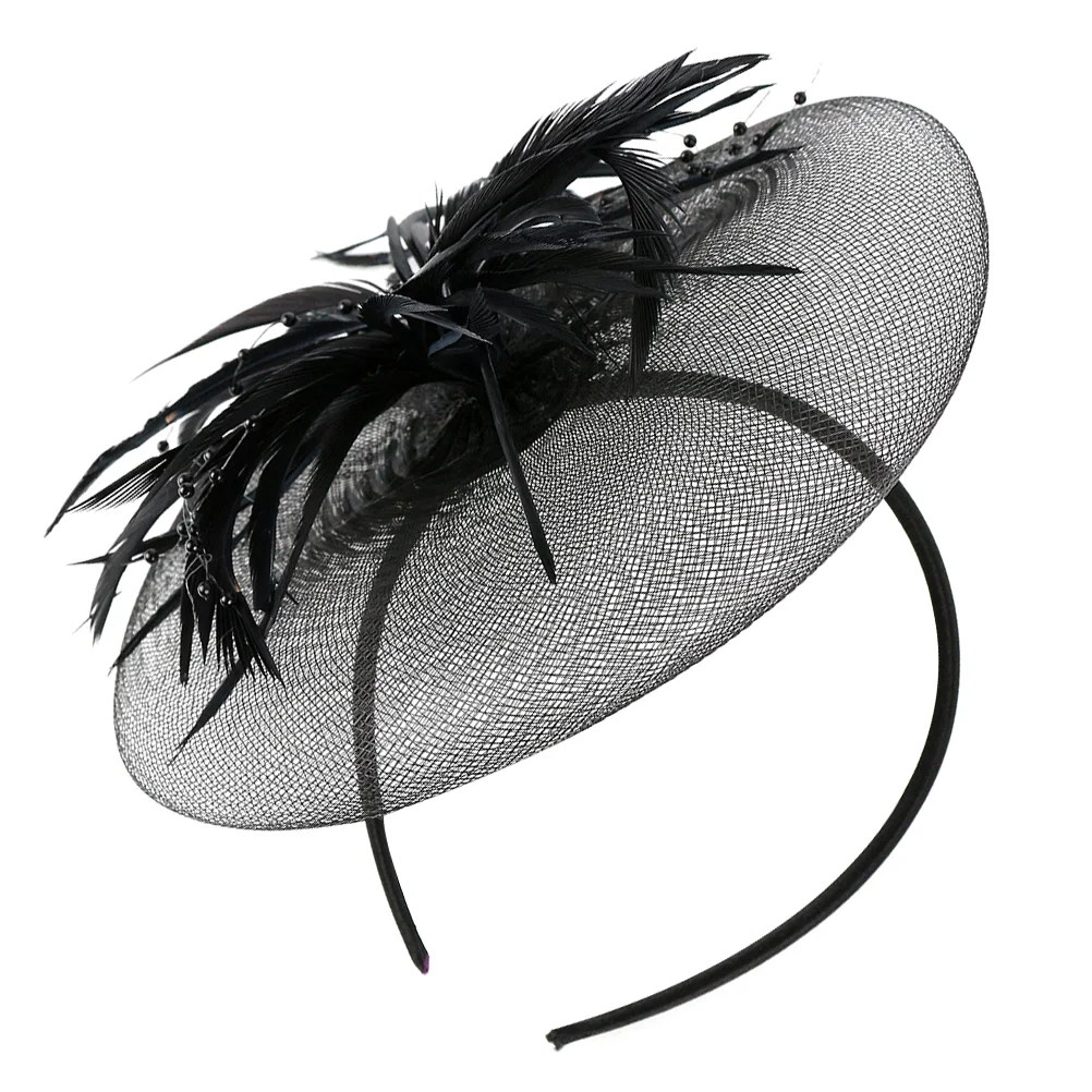 

Headband Mesh Feather Banquet Bride Hair Pin Bridal Fascinator Artificial Crown Clip Party Headwear
