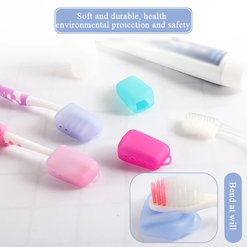 5PCS Silicone Portable Toothbrush Head Covers For Travel Hiking Camping Toothbrush Box Brush Cap Case Support Bathroom Accessory toothbrush covers,toothbrush case,toothbrush storage box