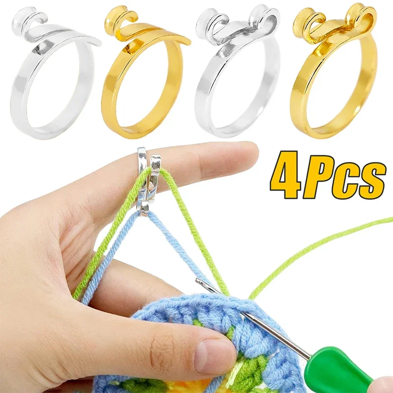 Tension Ring Crochet Knitting Loop Crochet Knitting Accessories Alloy Ring  Finger Wear Thimble Yarn Guides Sewing Home Tools - AliExpress