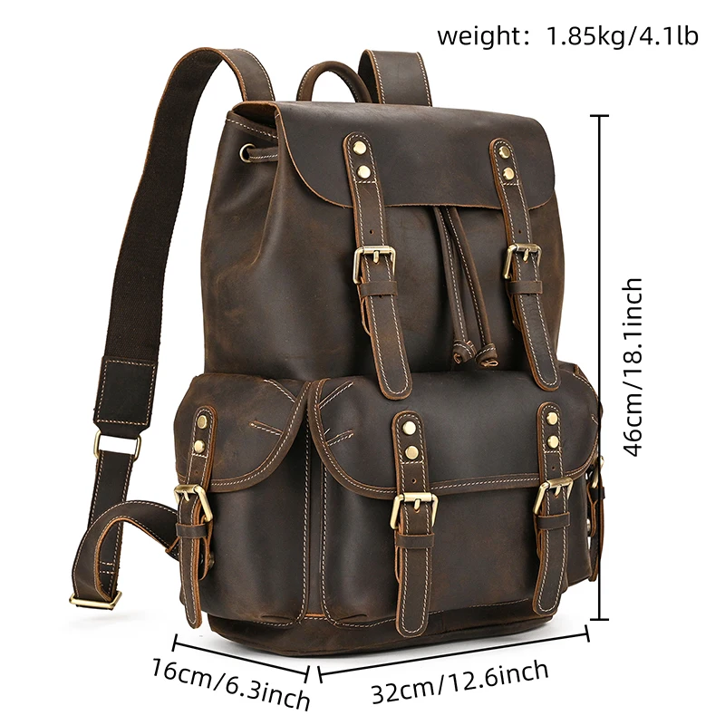 Leather Backpack Travel Pioneer™ - Dark Brown