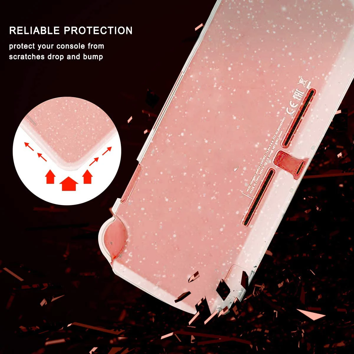 Glitter TPU Protective Cover for Handheld Game Console - Clear Shiny Protector Case