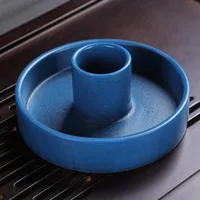 Ceramic Candle Holder Tray Easy To Clean Artistic Candlestick Minimalist Round Palo Santo Incense Burner Home Decoration 5