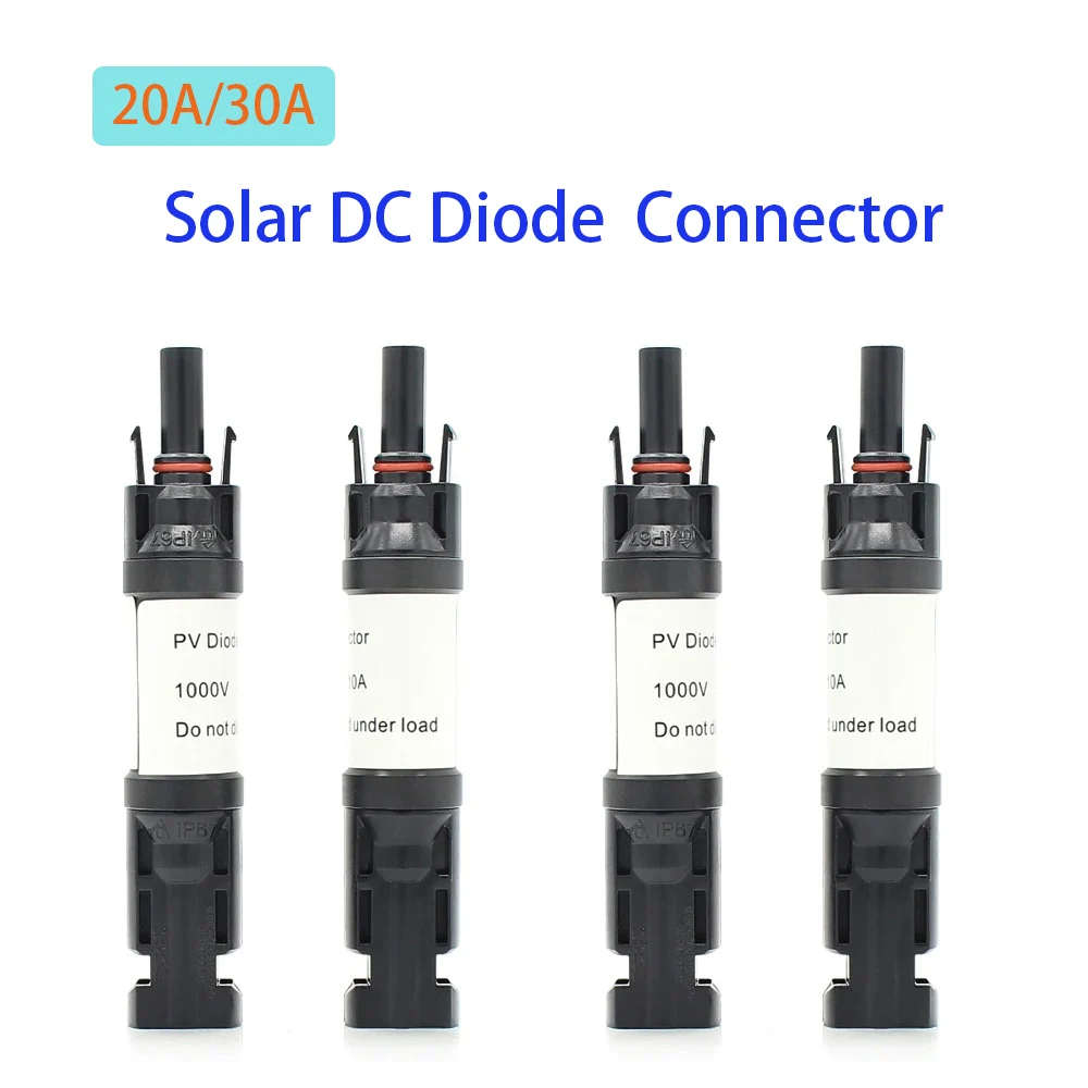 Solar Panel DC Diode 20A 30A Connector PV System Connector Blocking Diode For PV Solar Panel Parallel Connection Protection 4pcs solar panel connector cable