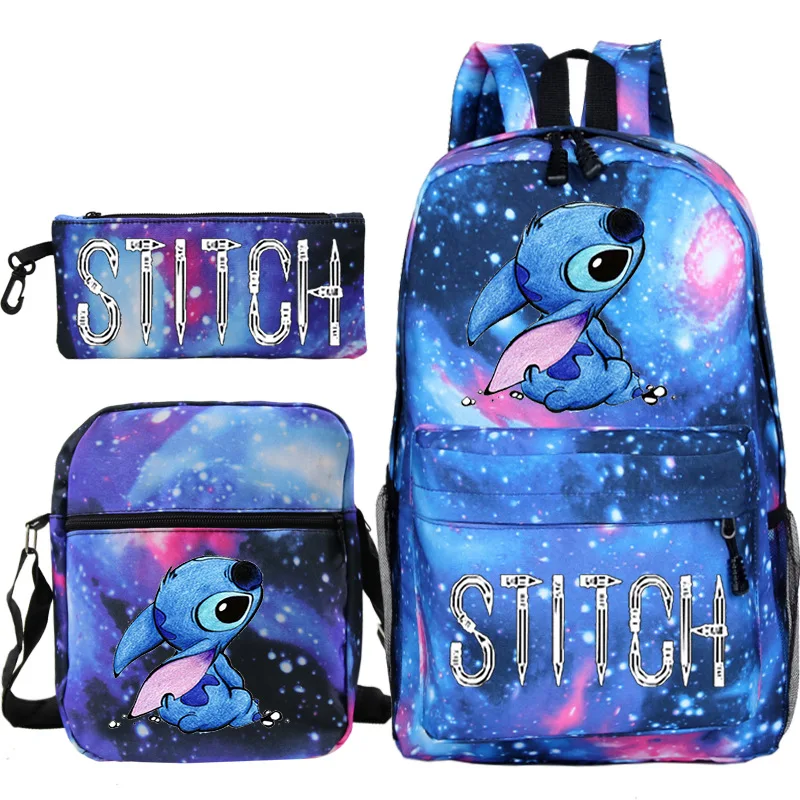 Children Backpack 3pcs/Set Disney Stitch Kids Backpack Pencil Case Schoolbag