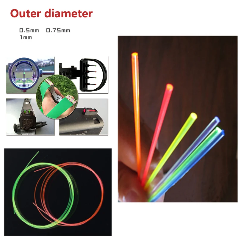 4inches Bow Sight Fiber Red Green Orange 0.5/0.75/1.0mm Slingshot or Compound Bow sight Pin Accessory
