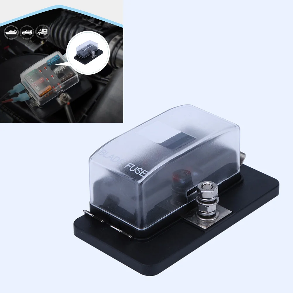 4 Way Circuits Fuse Block with LED Indicator Light Fuses Box Holder Car Fuse Holder Plastic Cover for Car Auto Boat Marine Truck