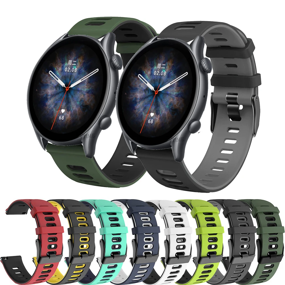 

Ремешок силиконовый для Xiaomi Huami Amazfit GTR 47 мм GTR 2 2e Pace Stratos, браслет для Amazfit GTR 3 3 Pro, 22 мм