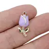 10Pcs Gold Plated Crystal Enamel Rose Flower Charm Pendant Jewelry Making Necklace Earrings Accessories DIY Handmade Craft - 6