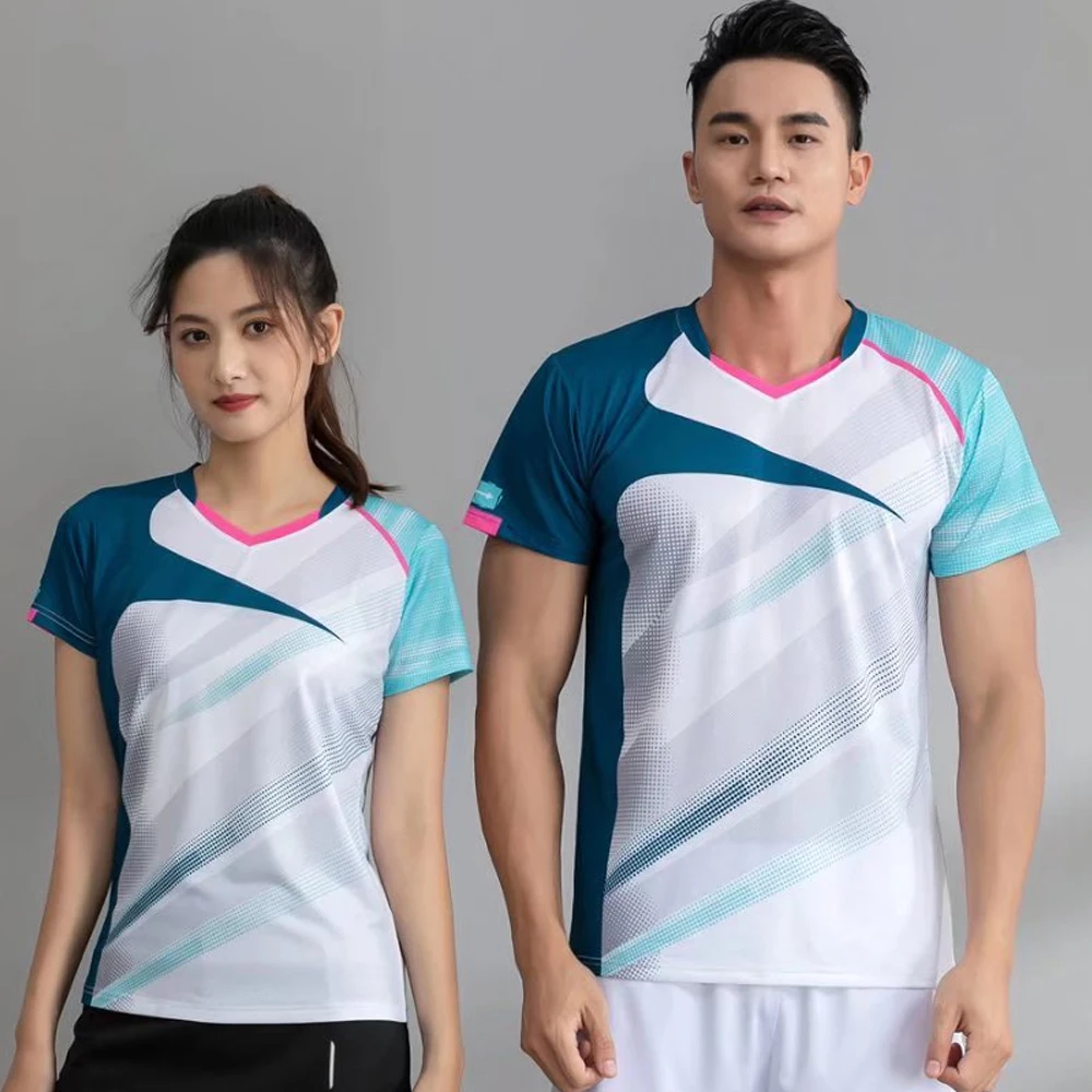 Table Tennis Badminton T-shirts for Men Women Quick Dry Print Short Sleeve Sports Ping Pong Tennis Uniform Tops short sleeve t shirt badminton uniforms