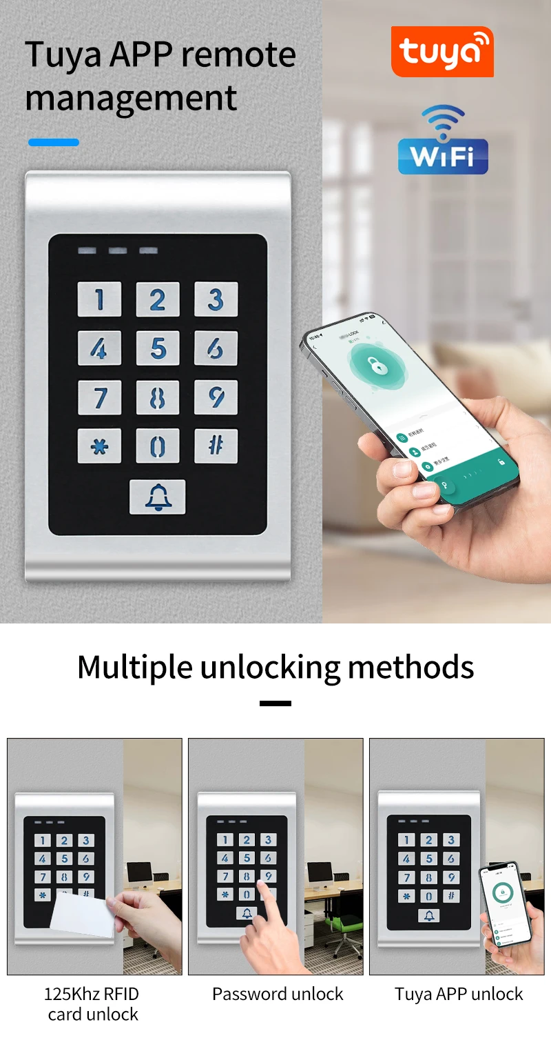 Tuya Wifi Metal Case Access Control Keypad Backlight Anti-Vandal Temporary Passw