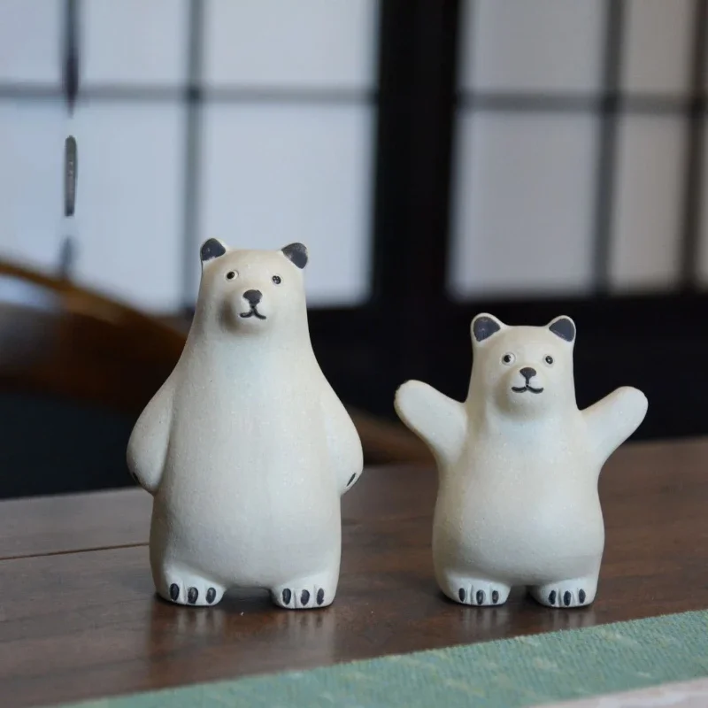 1PCS Little Bear Purple Clay Tea Pet Tea Table Decoration White Section Mud Creative Ceramic Cute Tea Playing Pot Cap