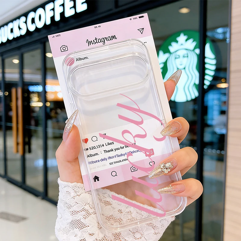Creative Stylish French-English Lucky Clear Phone Case - Cute Y2K Soft TPU Cover