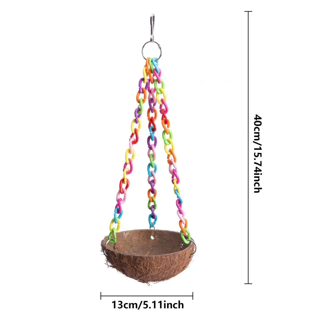 Bird House Colorful Chain Rest Play Coconut Shell Lightweight Hanging Parrot Swing Toy for Home