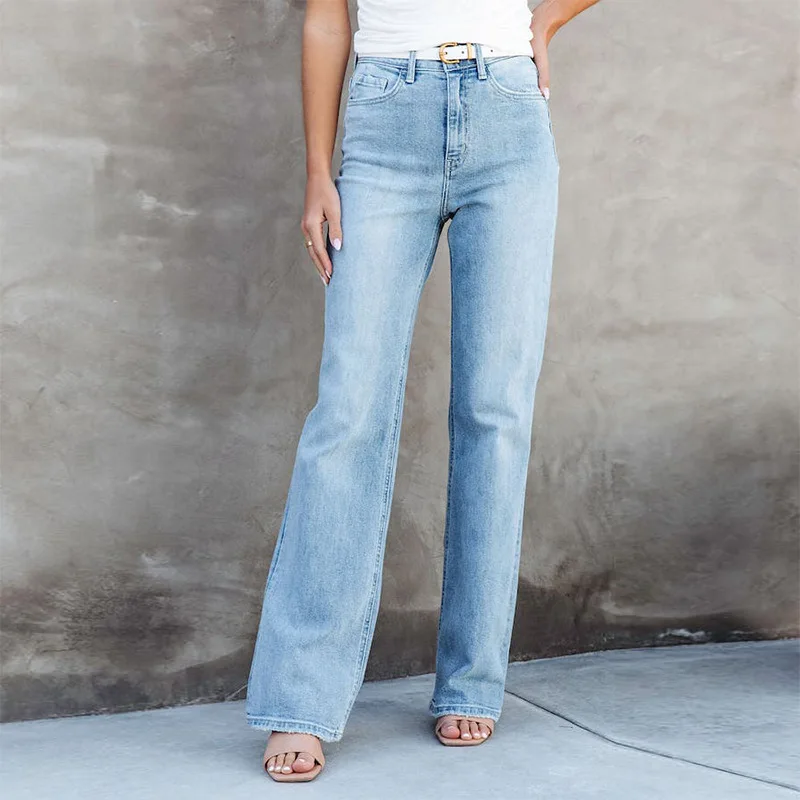 Women Jeans Pants Fashion High Waist Loose White Denim Jeans Female Buttons Trousers Spring 2023 Streetwear Straight Trousers