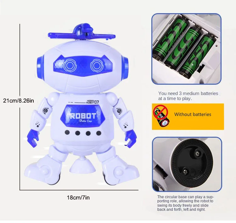 1pc 歌って踊るロボット、電光音楽機能、360 度回転スペース