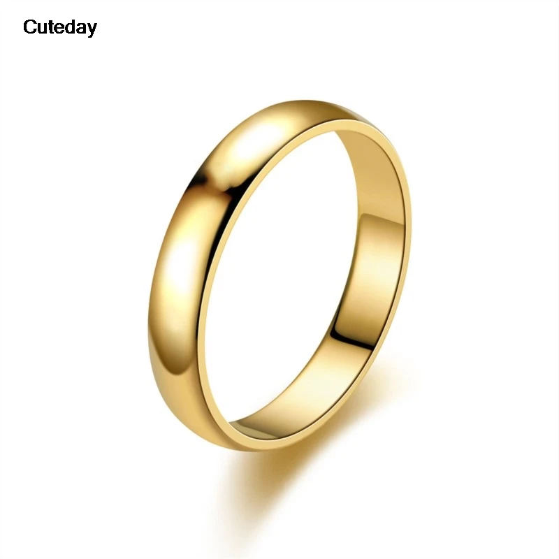 2023 New Fashion Simple Smooth Stainless Steel Ring for Women and Men Classic Gold Color Couple Rings Wedding Engagement Jewelry 1