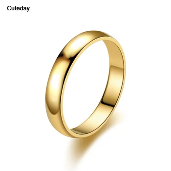 2023 New Fashion Simple Smooth Stainless Steel Ring for Women and Men Classic Gold Color Couple Rings Wedding Engagement Jewelry 1