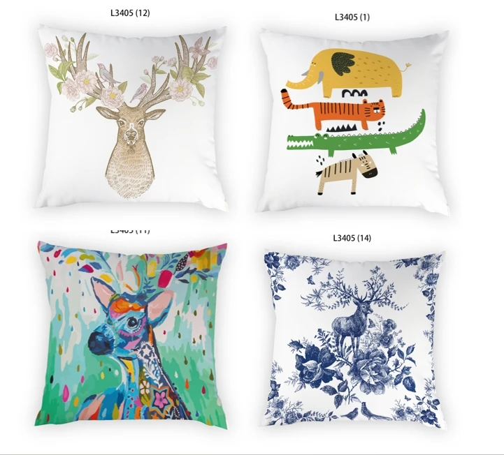 

Mysterious Imagine Animals Pillowcase Elk Print Flower Series 45x45cm Colorful Cushion Cover Print Kids Room Home Decor G74