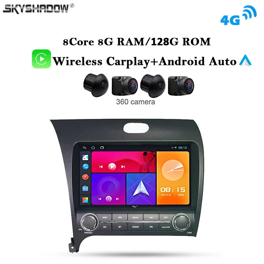 

Автомобильный DVD-плеер Carplay, камера 9 дюймов, 8 ГБ + 360 гб, Android 128, 4G, IPS, GPS, Wi-Fi, BT, RDS, радио для kia CERATO K3 FORTE 13,0-2013