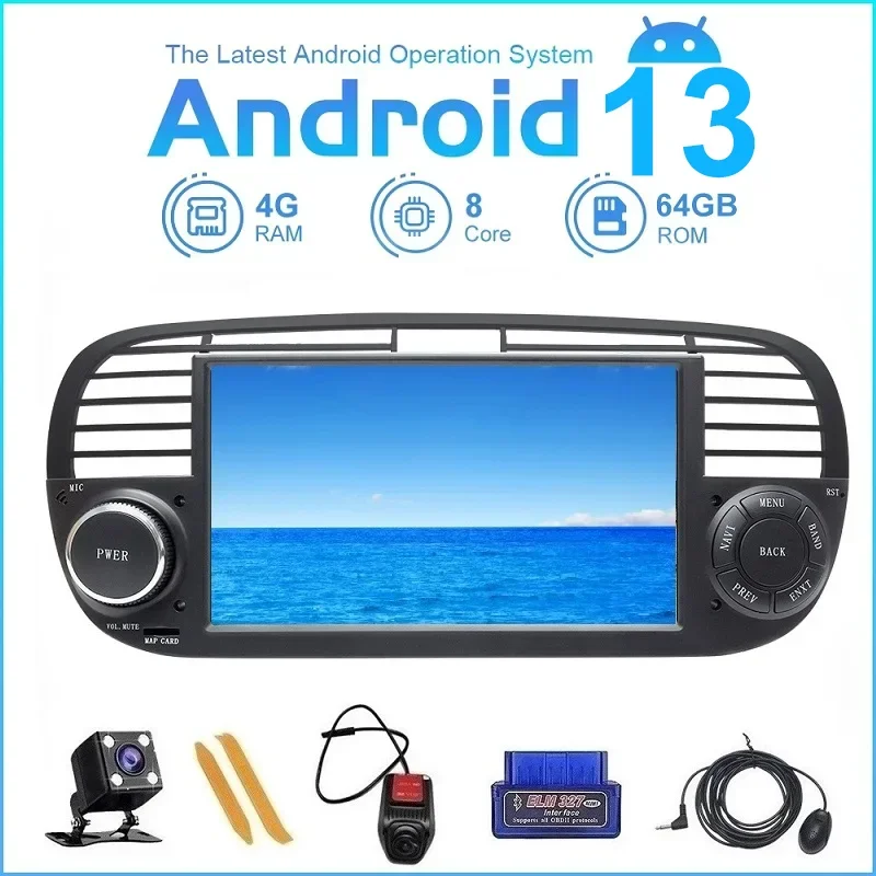 Csred Android 13 Autoradio Per Fiat 500 2009-2015 Autoradio Stereo Head Unit Navigazione Gps Lettore Multimediale Per Auto 4G