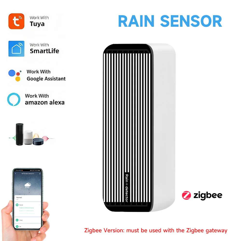 Tuya – capteur de pluie intelligent Zigbee, application Smart Life, télécommande 2 en 1, détecteur d'inondation d'eau de pluie pour maison et extérieur