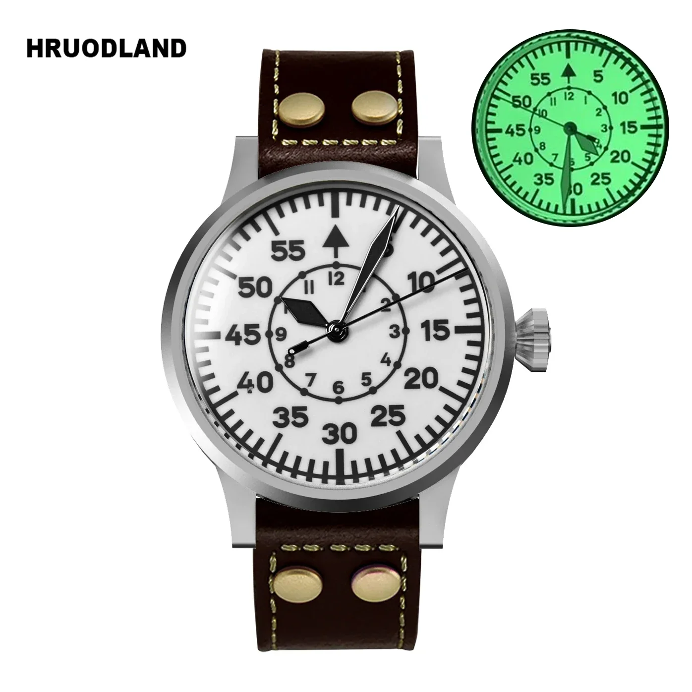 Hruodland レトロパイロットメンズ自動機械式時計高級サファイア