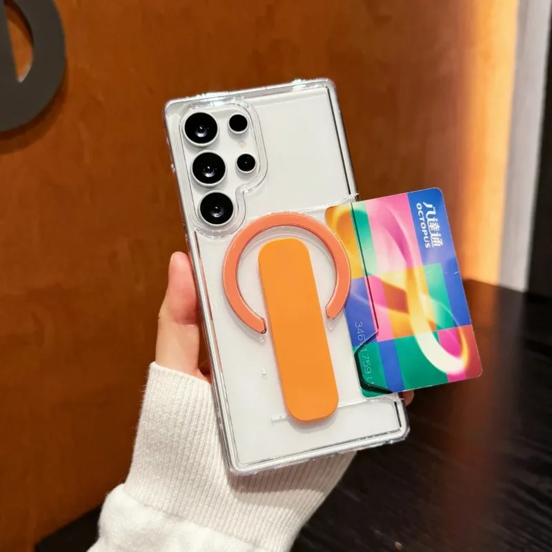 Luxury Clear Magnetic Card Holder Phone Case - Shockproof Bracket Bumper Cover