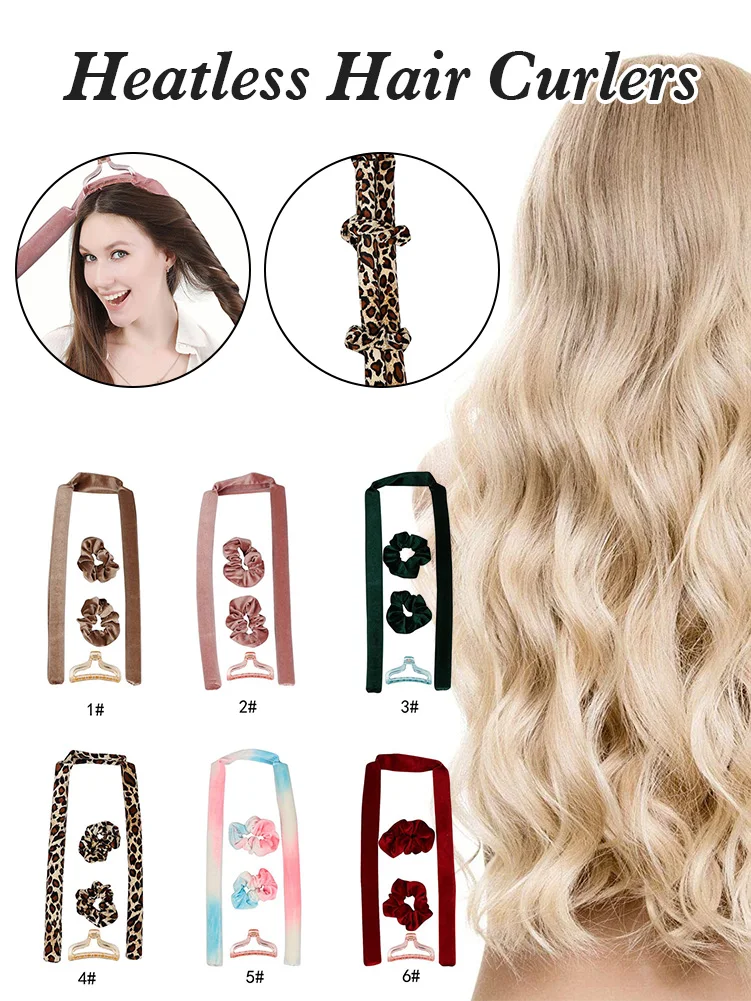 Heatless Hair Curlers Soft Hair Rollers No Heat Curls Headband with Ties Overnight Curling Rod for Long Hairs