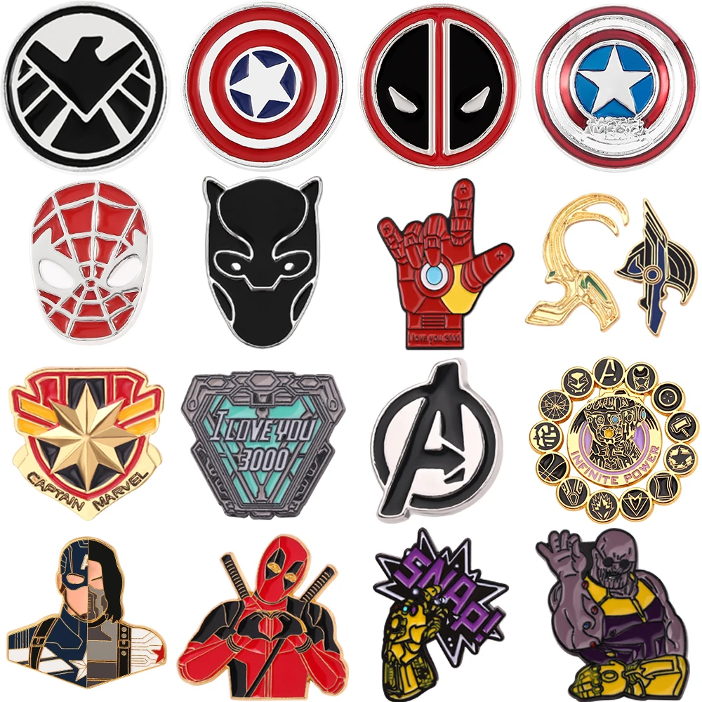 Desagradable Pertenecer a Arco iris Broche esmaltado de la colección de Marvel de Disney, insignia del Logo de  los vengadores, Deadpool, Iron Man, Thanos, Pantera Negra, casco rocoso,  Spiderman| | - AliExpress