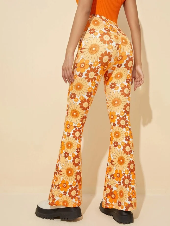 2024 Summer Fashion New Elegant Women's Fitness Pants Elastic Printed Women's Yoga Sports Hip Closing Loudspeaked Pants